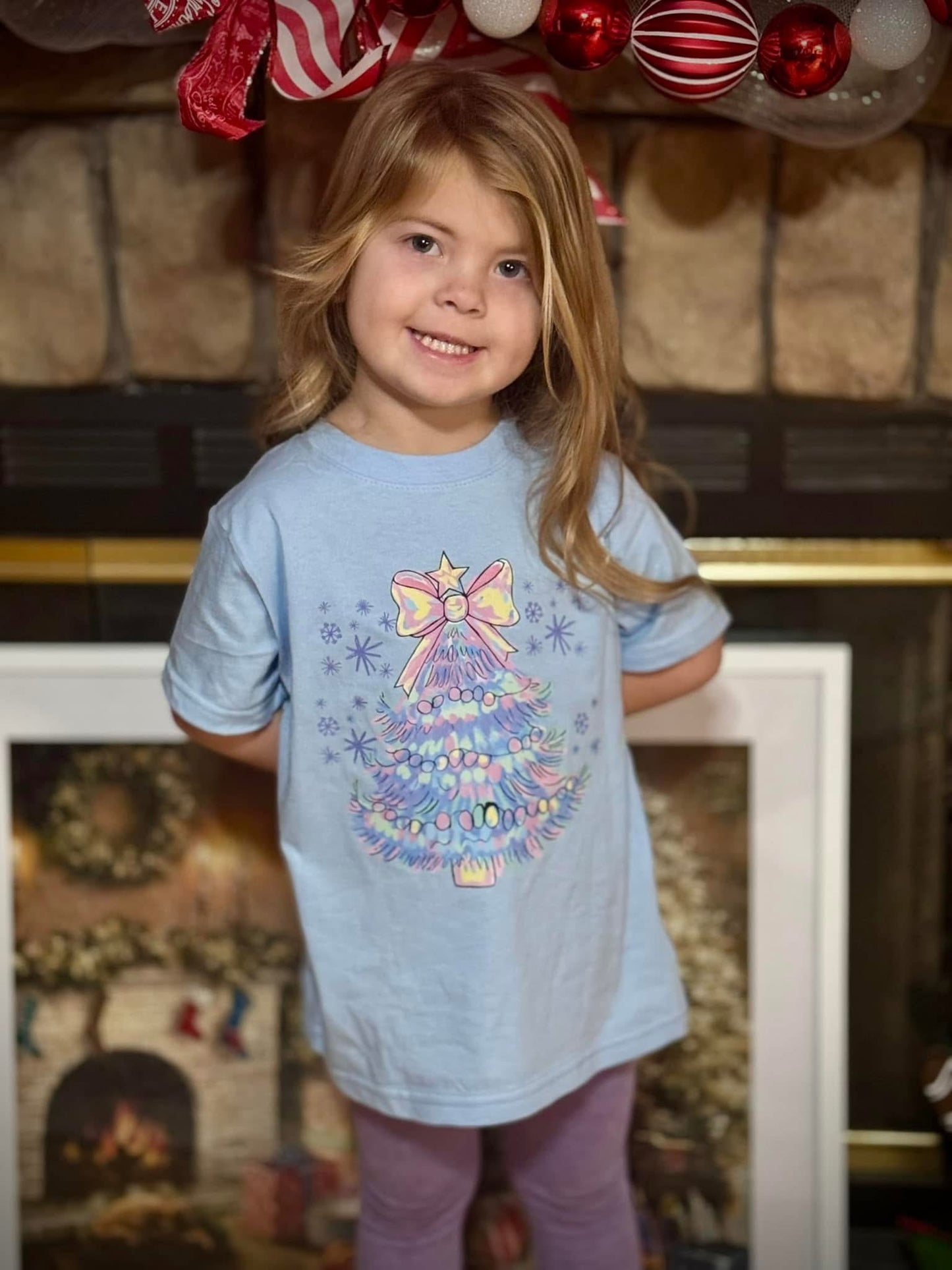 Iridescent Christmas Tree on Light Blue