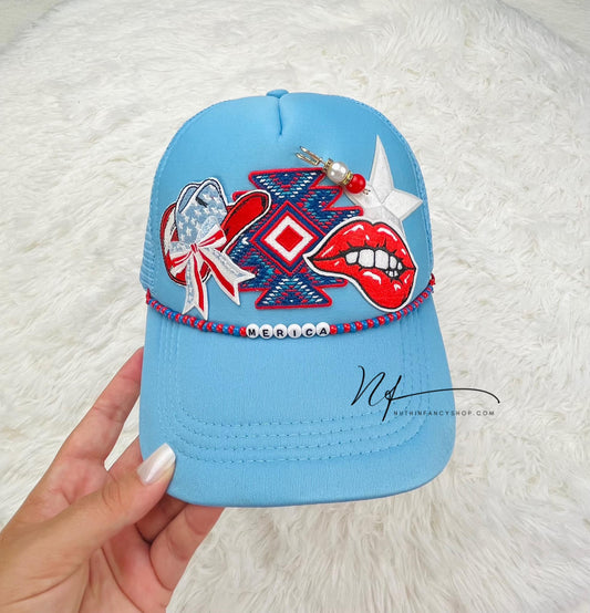 Patriotic 'Merica Cowgirl Light Blue