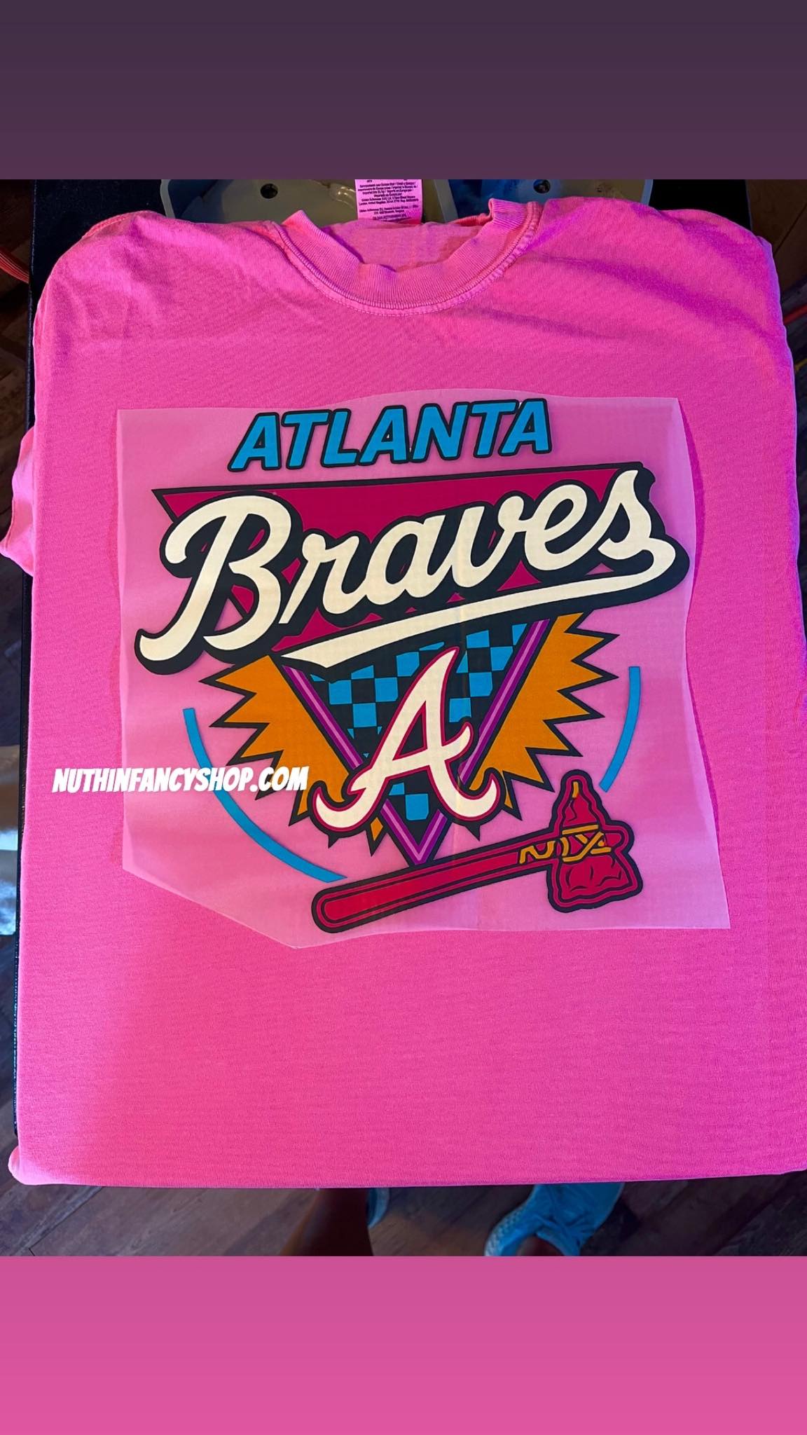 Past Time Retro ATL Baseball on Pink