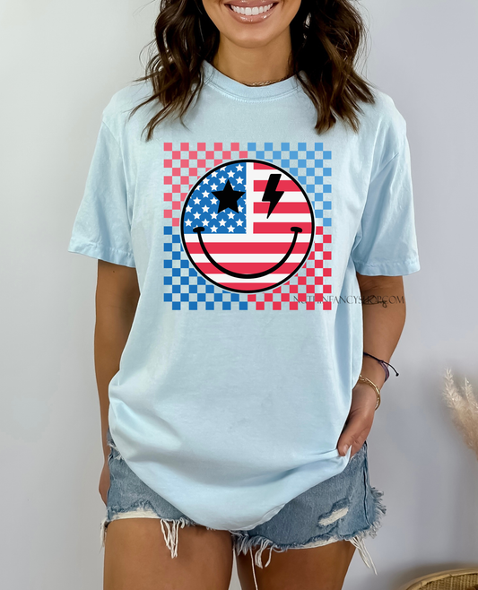 Checkered Patriotic Happy Face