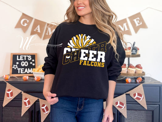 Crossed Cheer FALCONS Faux Glitter, Custom Back