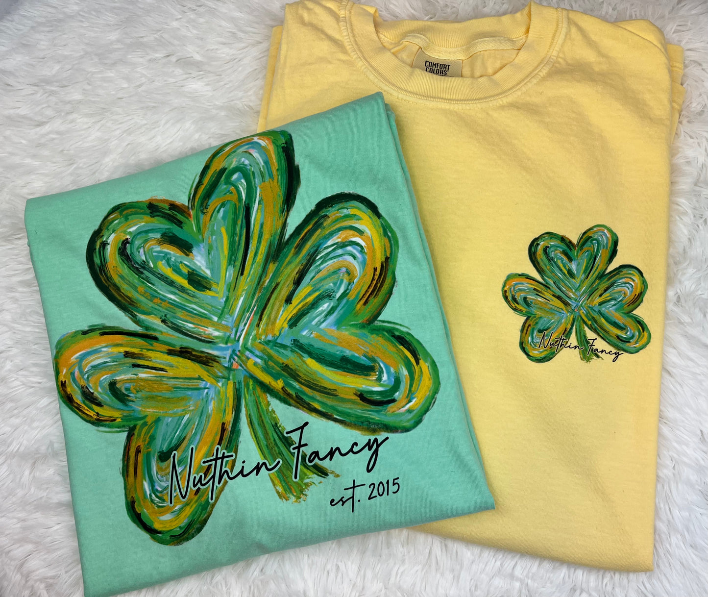 Watercolor Nuthin Fancy Shamrock Comfort Colors Yellow