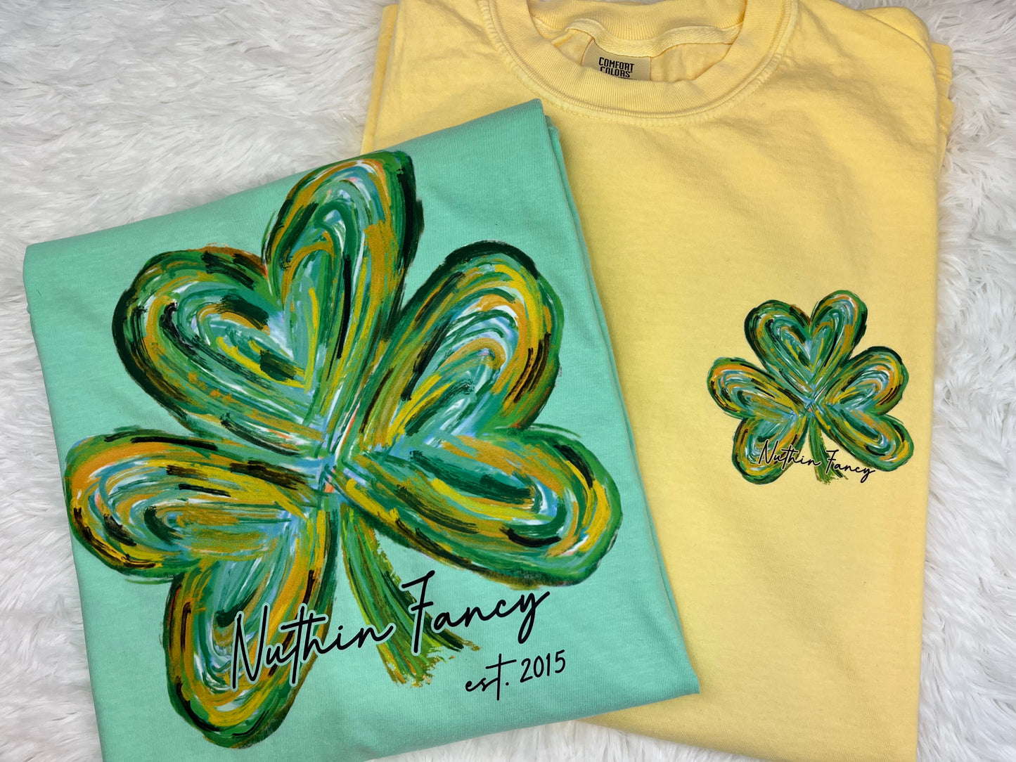 Watercolor Nuthin Fancy Shamrock Comfort Colors Mint