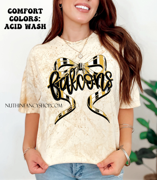 Falcons Hand Drawn Bow Acid Wash