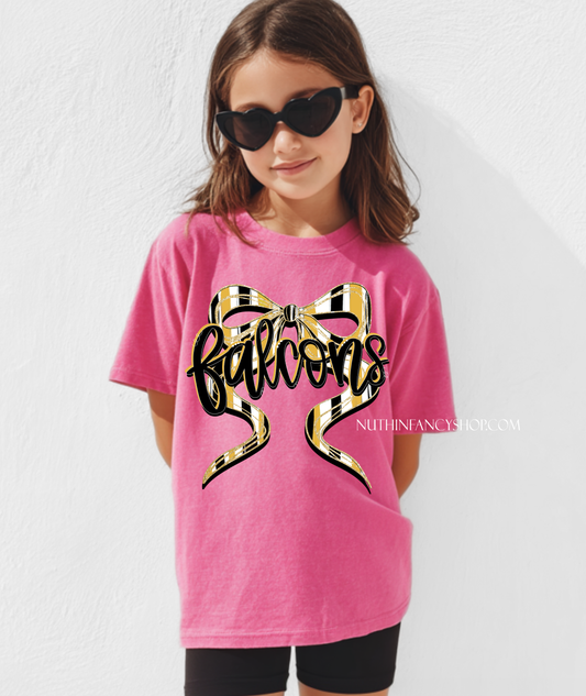 Falcons Hand Drawn Bow on Pink
