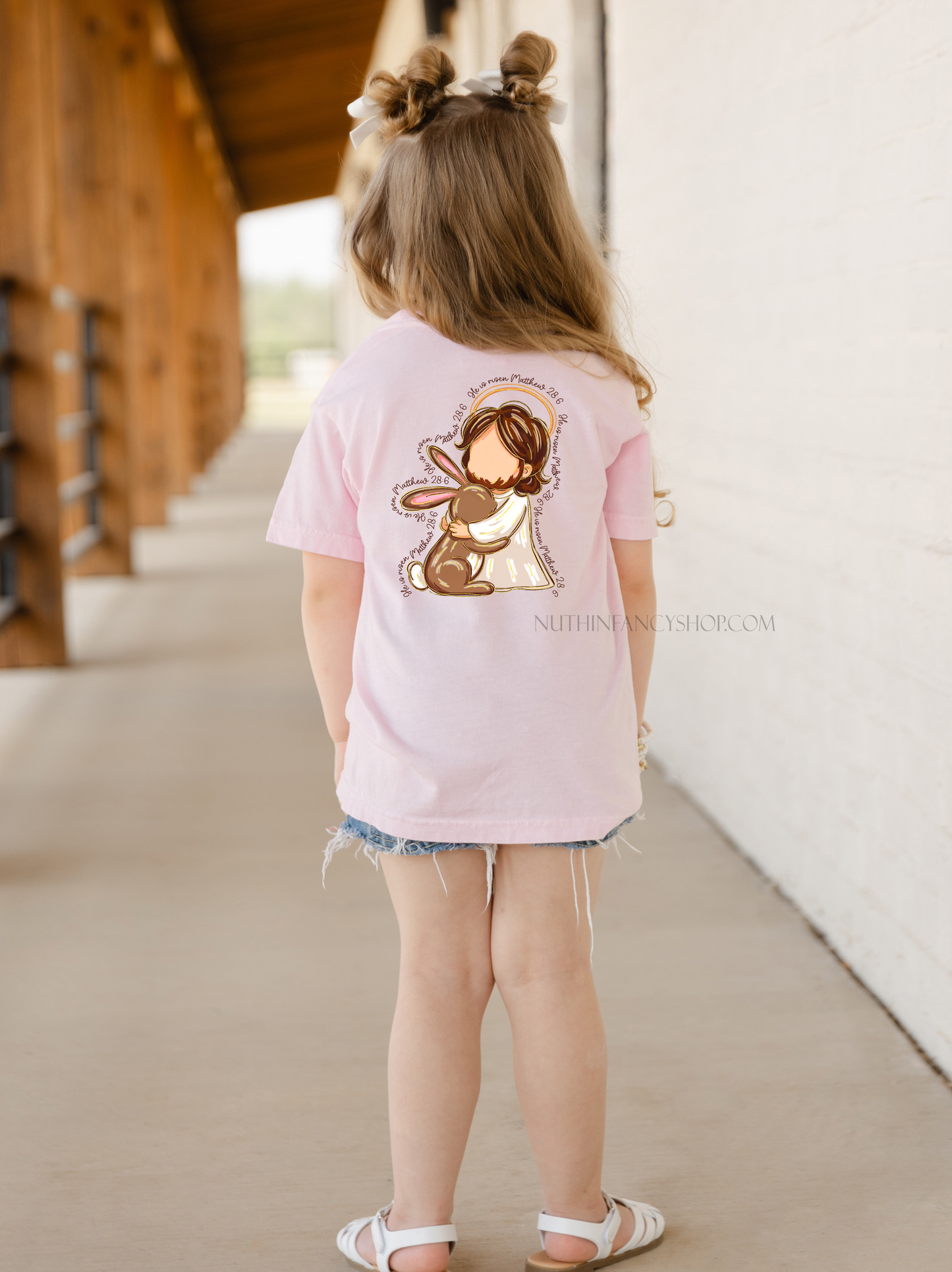 Faceless Jesus and A Bunny on Light Pink
