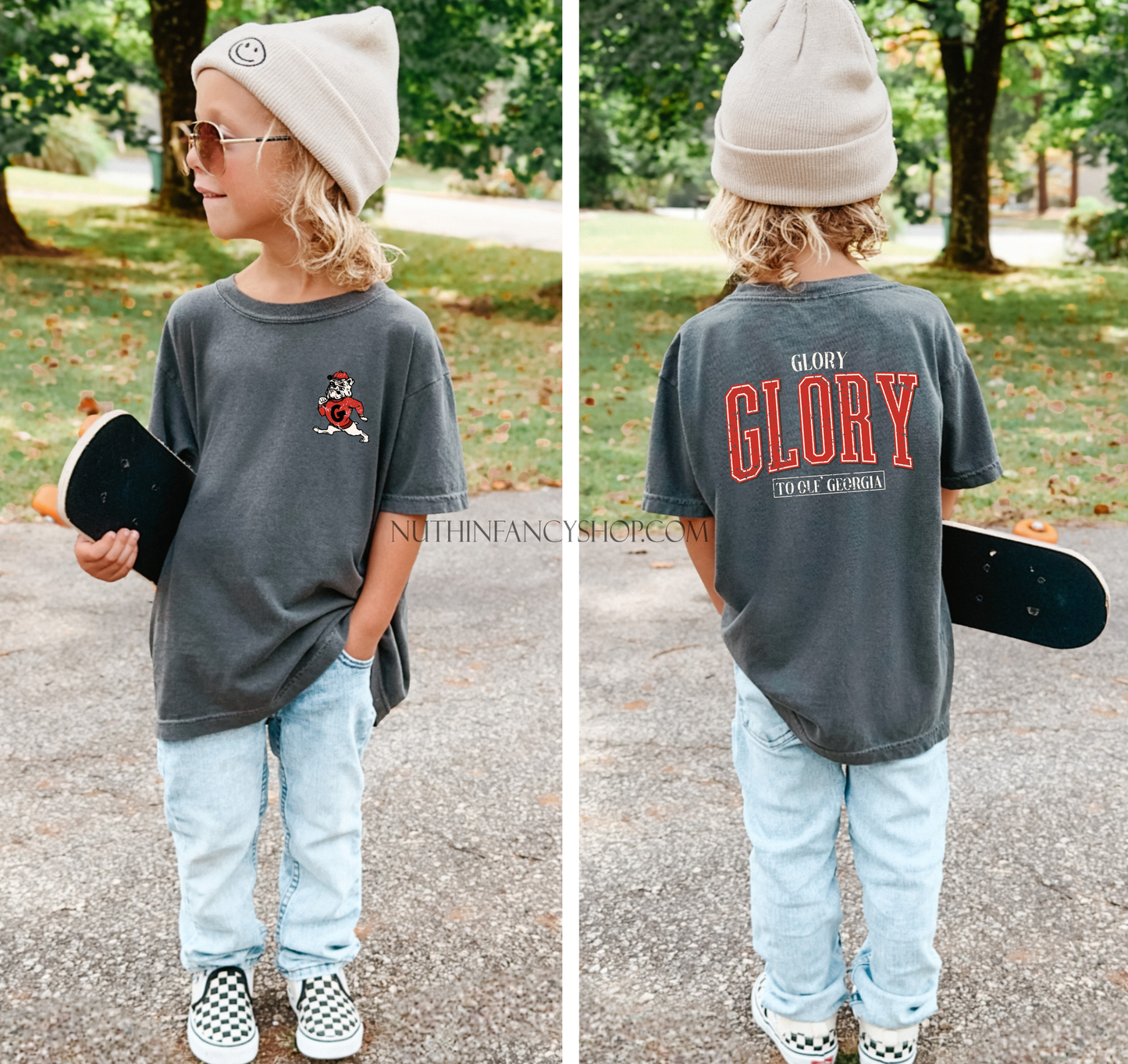 Varsity Glory on Grey, Front and Back