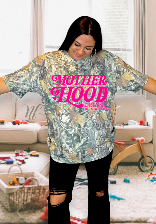 Motherhood, Vintage Camo Tee, Grey and Green Camo