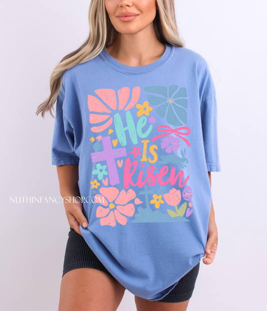 He is Risen Boho Collage on Denim