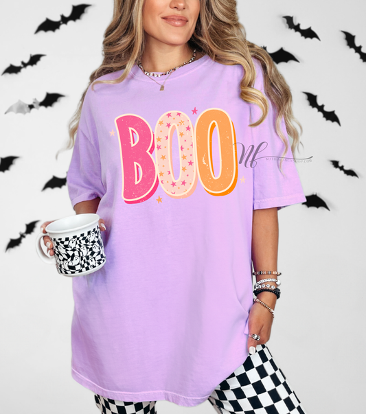 Pink Boo Grunge on Neon Violet