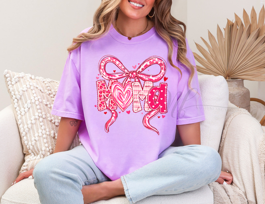 Preppy Valentines Bow Mama, Comfort Colors Neon Violet