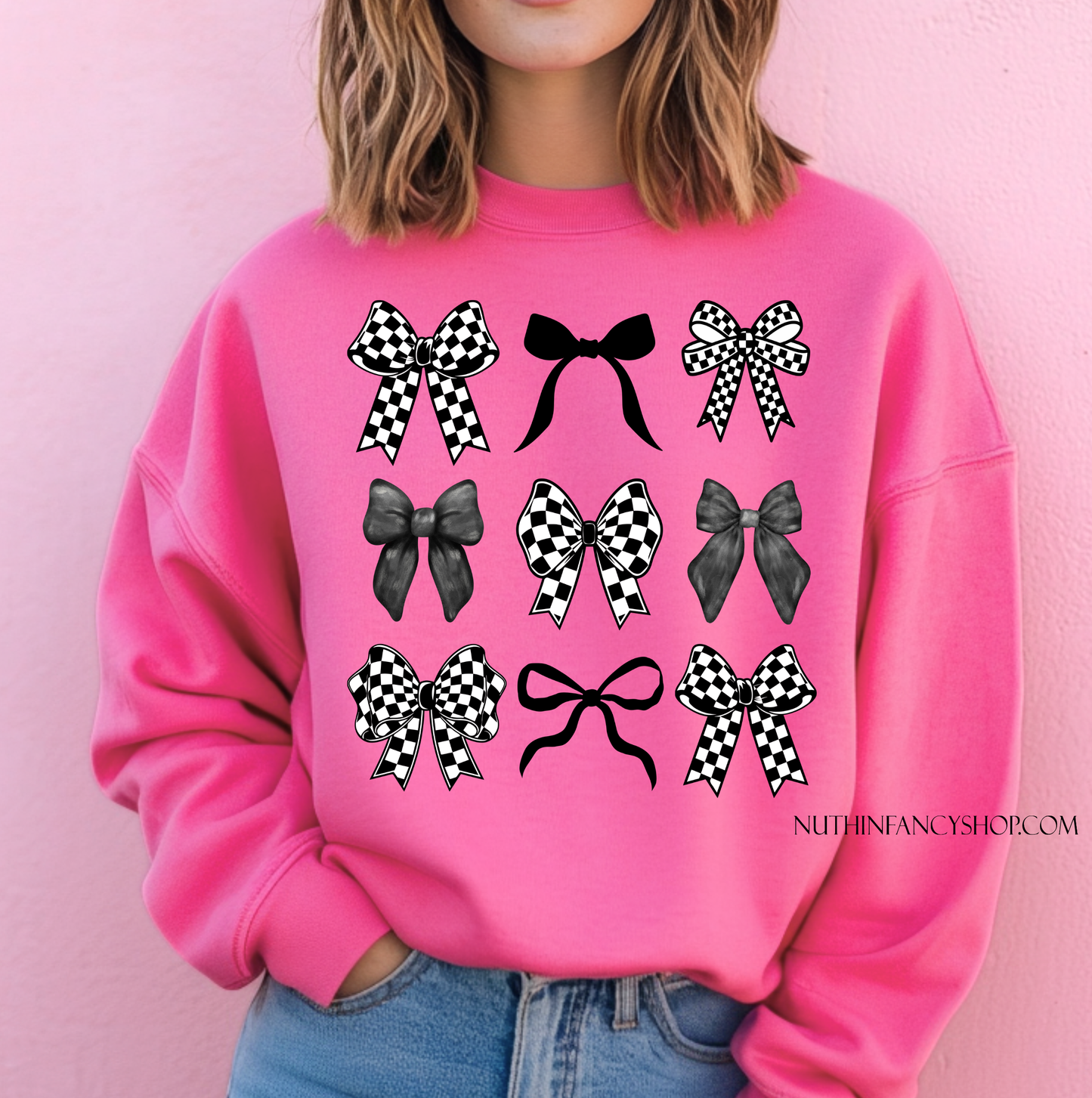 Racing Bow Collage on Pink