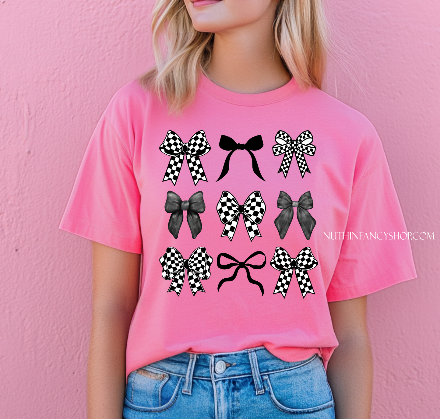 Racing Bow Collage on Pink