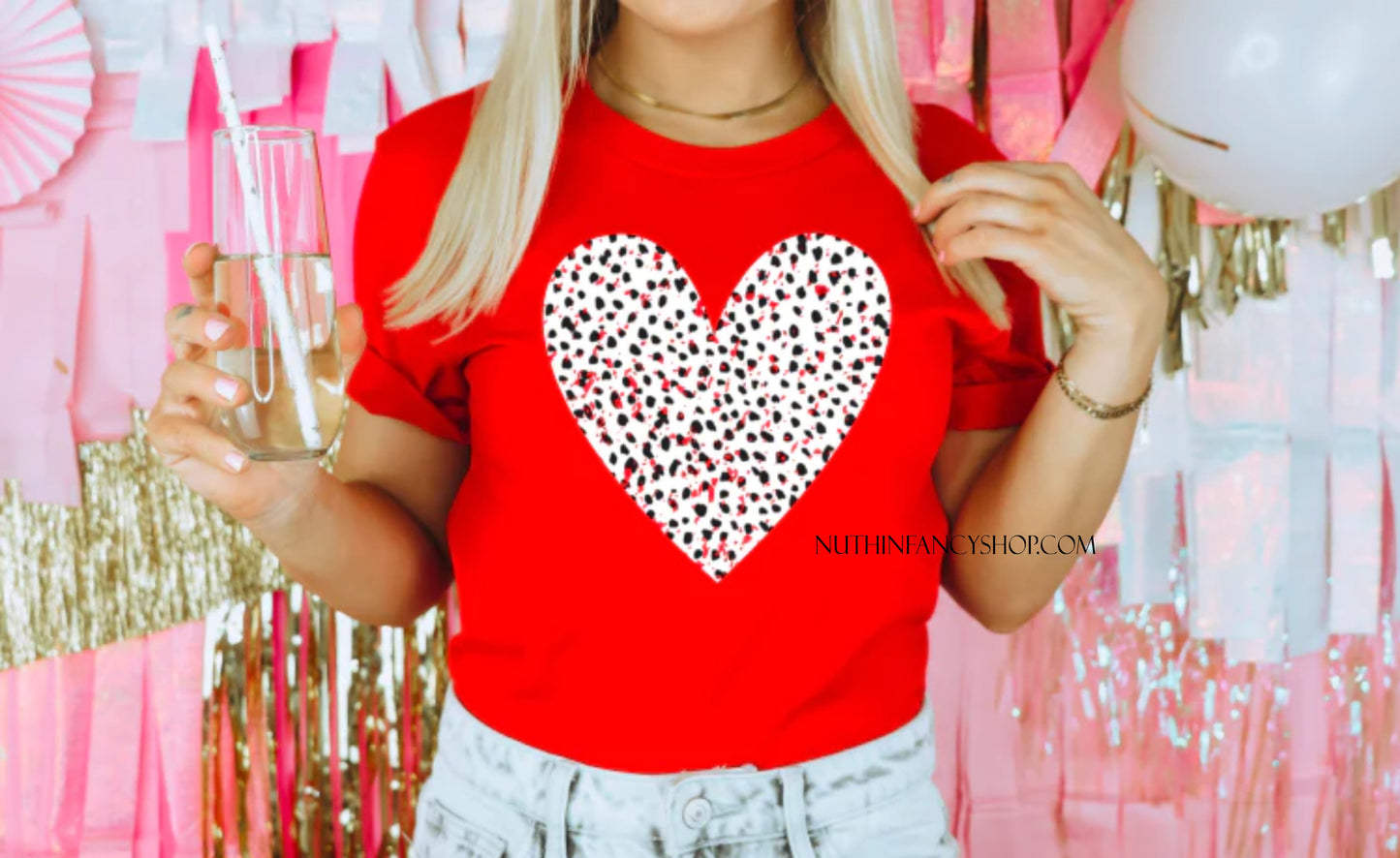 Distressed Dalmatian Heart Red