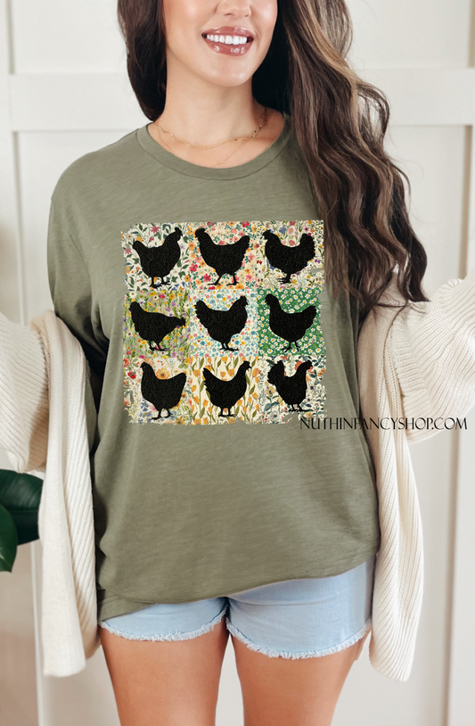 Floral Chicken Collage, Front Only