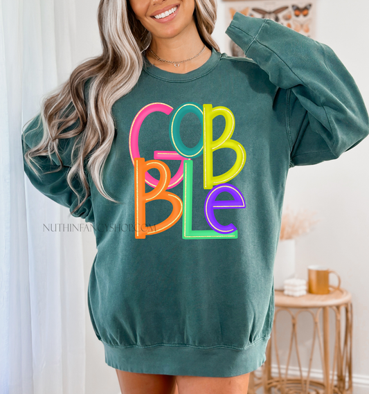 Stacked Colorful Gobble, Dark Green