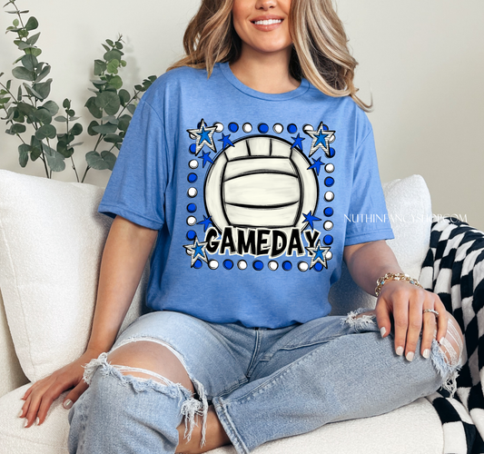 Volleyball Gameday Royal and White on Royal
