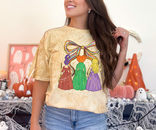 Witchy Bow Doodle Acid Wash