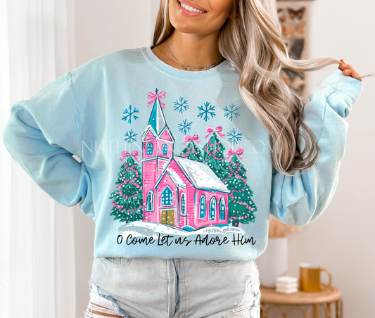 Adore Him Pink Winter Church