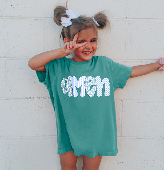 Blue and Green Floral Amen