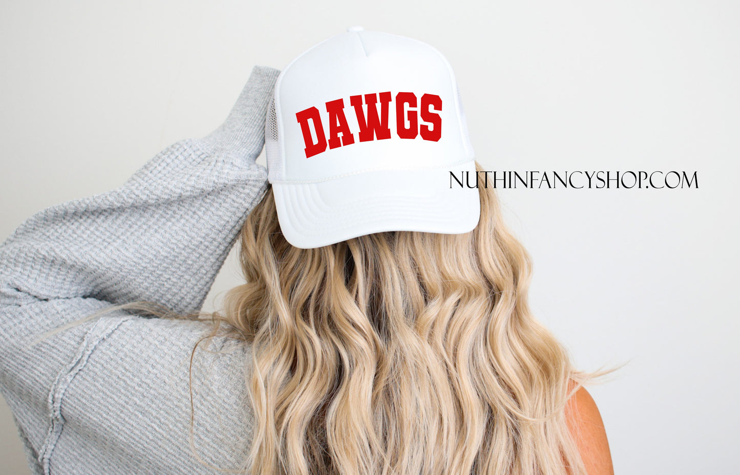 Arched Varsity D A W G S White Hat