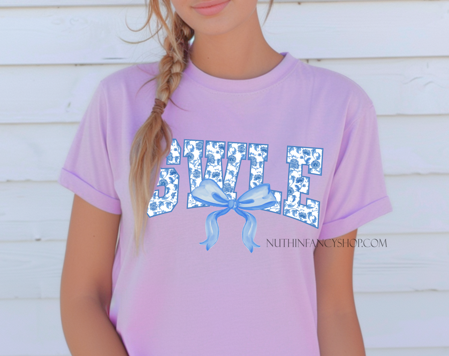 SWLE Preppy Blue Floral on Light Purple