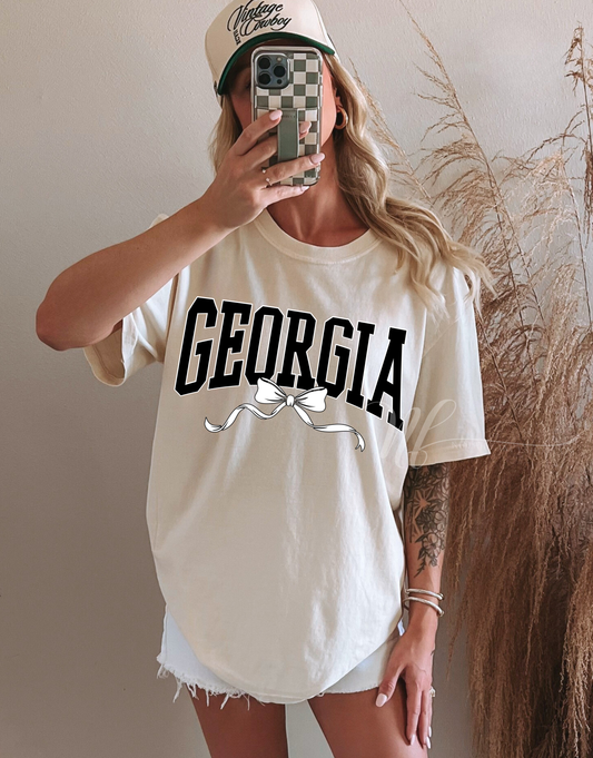 Black Coquette Varsity Georgia on Ivory