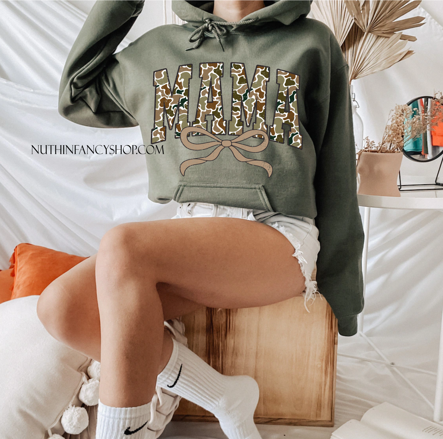 Retro Camo Varsity Mama Bow