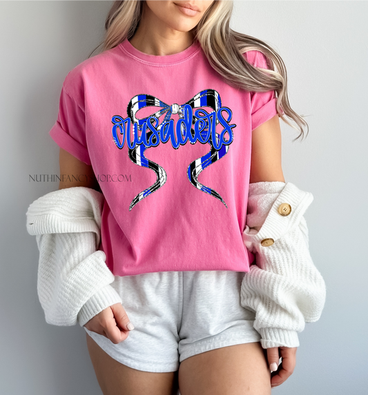 Crusaders Hand Drawn Bow on Pink