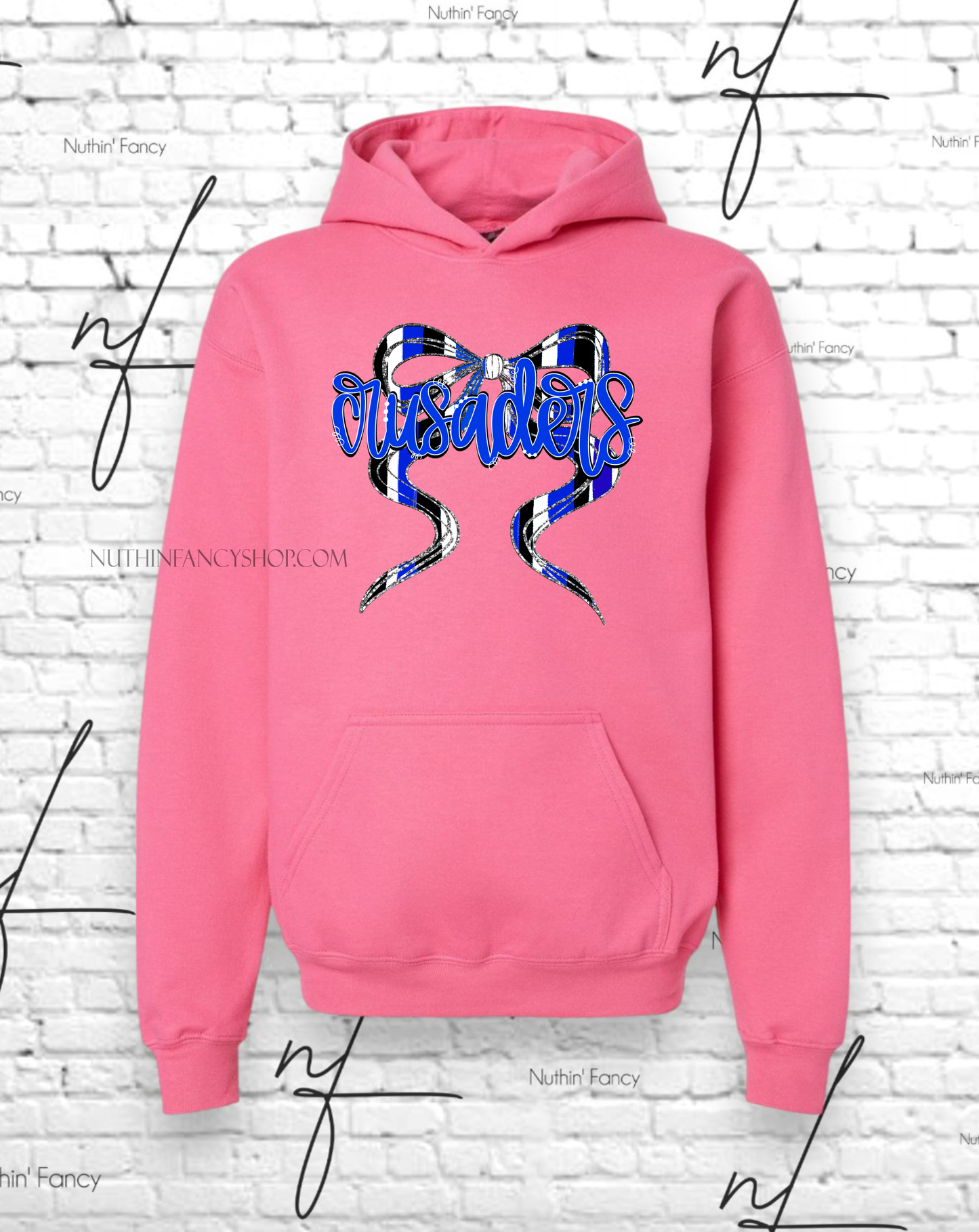 Crusaders Hand Drawn Bow on Pink