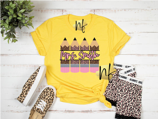 Leopard Pencil Set with Name Teachers