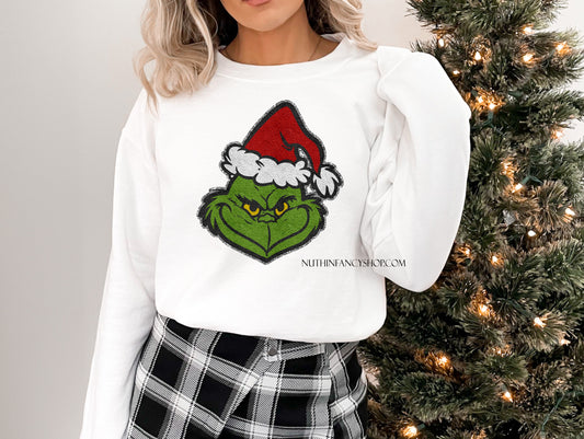 FAUX Chenille Meanie Christmas Man Patch