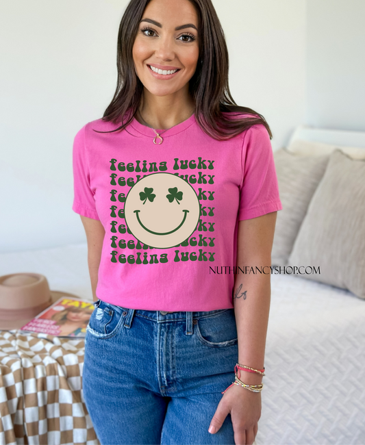 Feeling Lucky Repeat Smiley Hot Pink