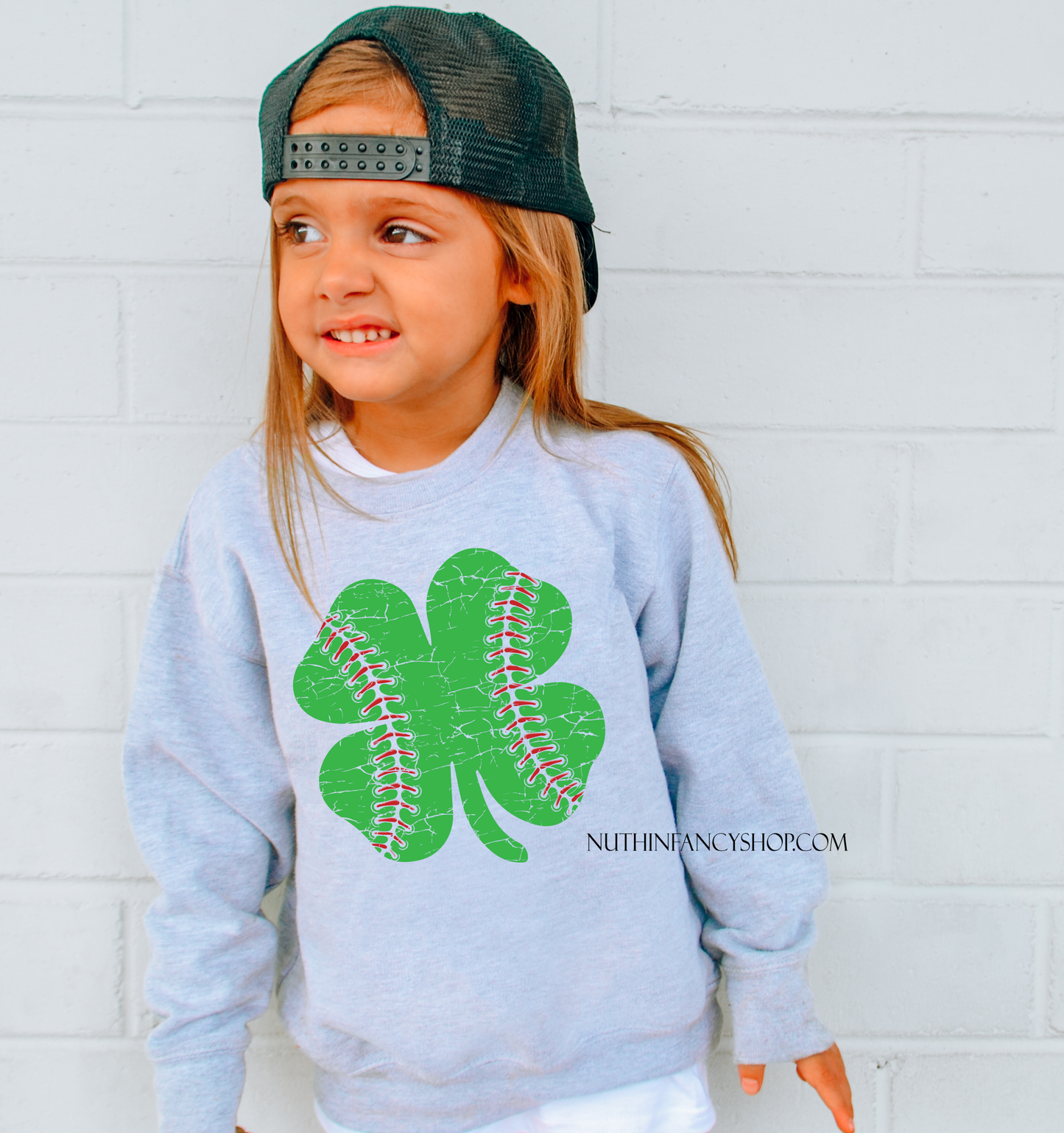 Green Distressed Baseball Shamrock