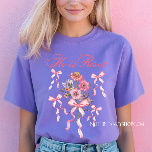 He is Risen Floral Bouquet on Violet