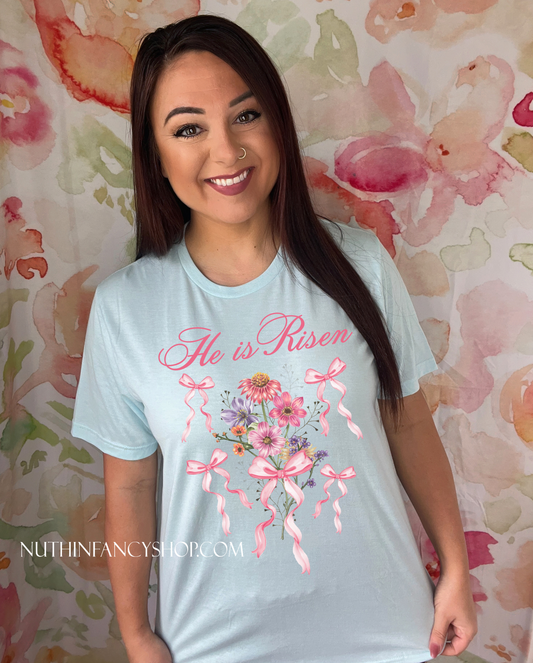 He is Risen Floral Bouquet on Light Blue