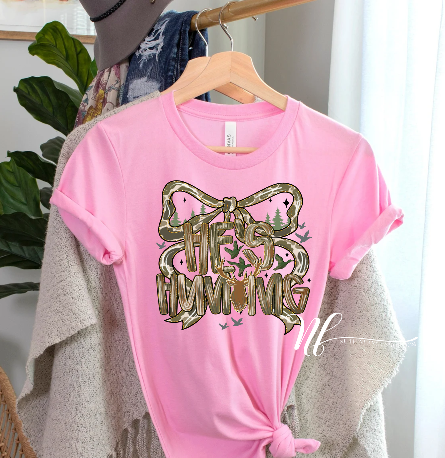 He's Hunting Camo Bow, Pink
