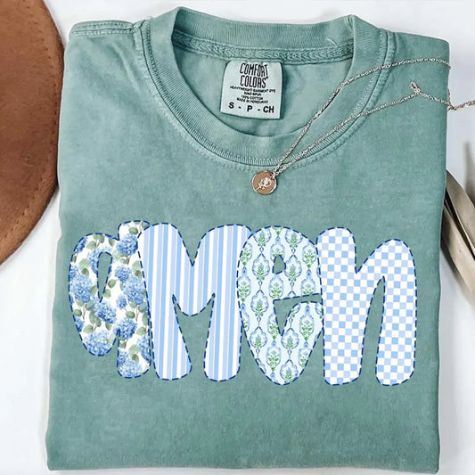 Blue and Green Floral Amen