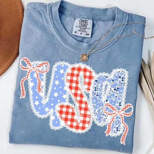 Coquette USA Lace Floral on Denim