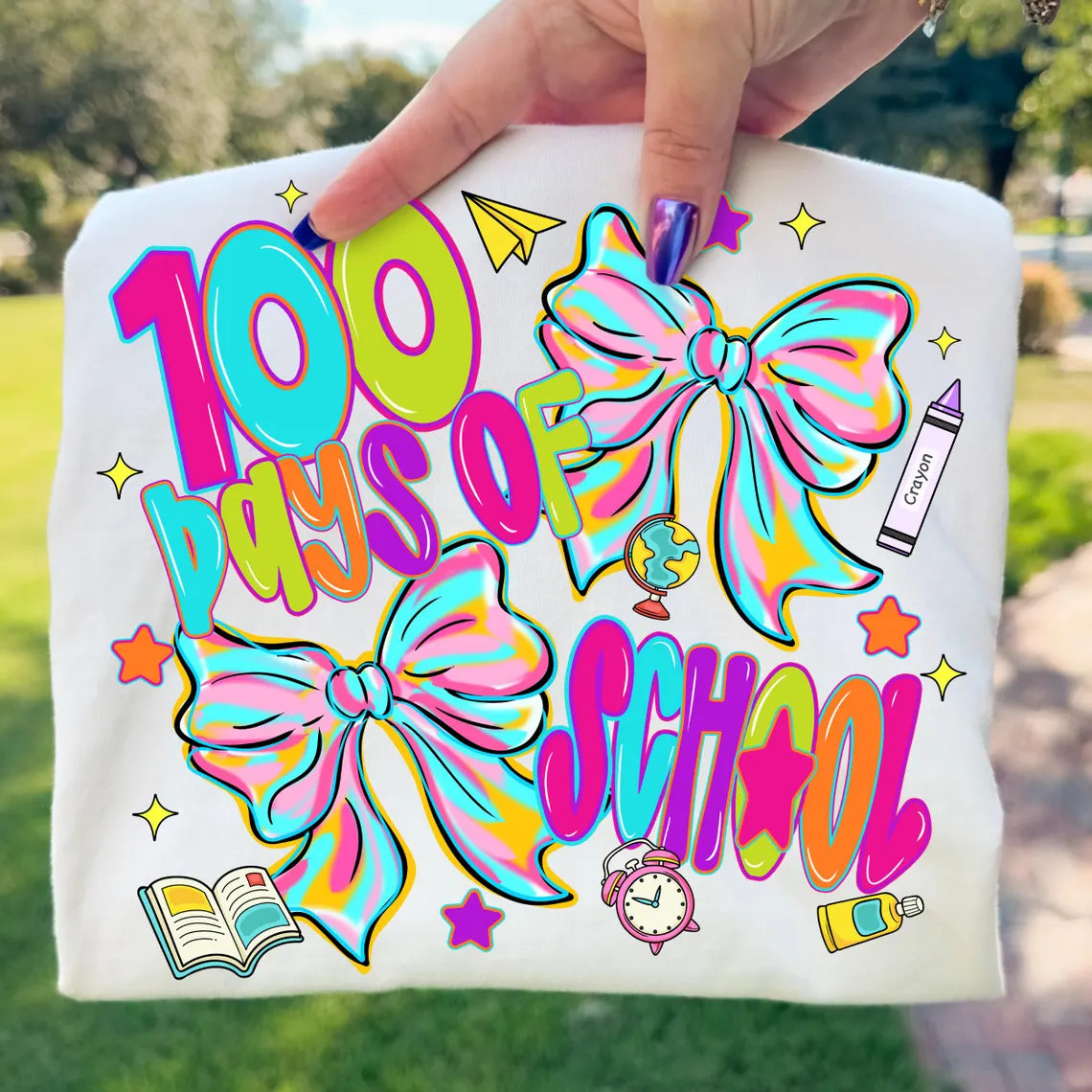 Neon Groovy 100 Days of School Bows