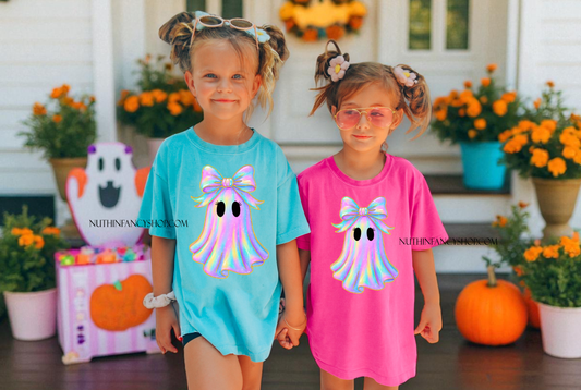 Iridescent Ghost Girly on Neon Pink