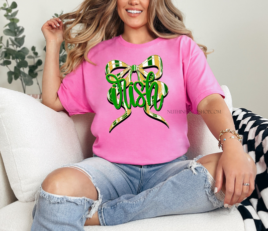 Irish Hand Drawn Bow on Pink