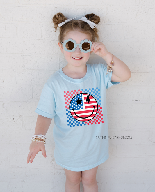 Checkered Patriotic Happy Face