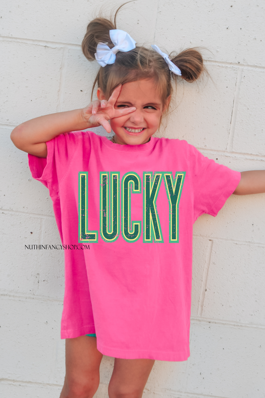 Oversized Retro LUCKY, Hot Pink