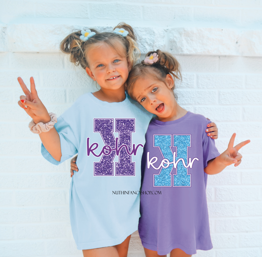 KOHR Blue Faux Glitter on Purple