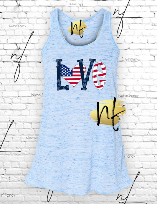 Patriotic LOVE Racerback Tank