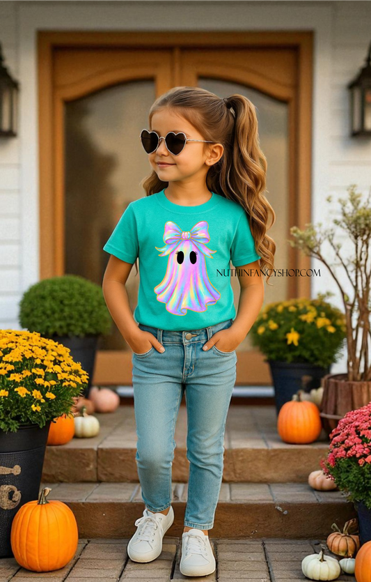 Iridescent Ghost Girly on Turquoise