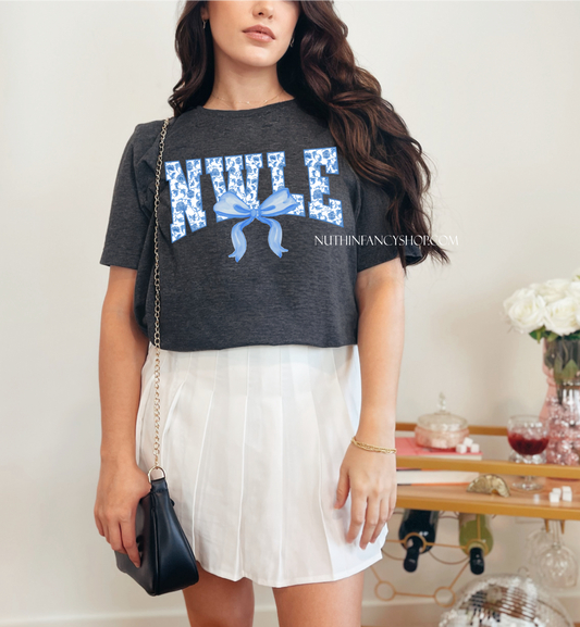 NWLE Preppy Blue Floral on Dark Grey