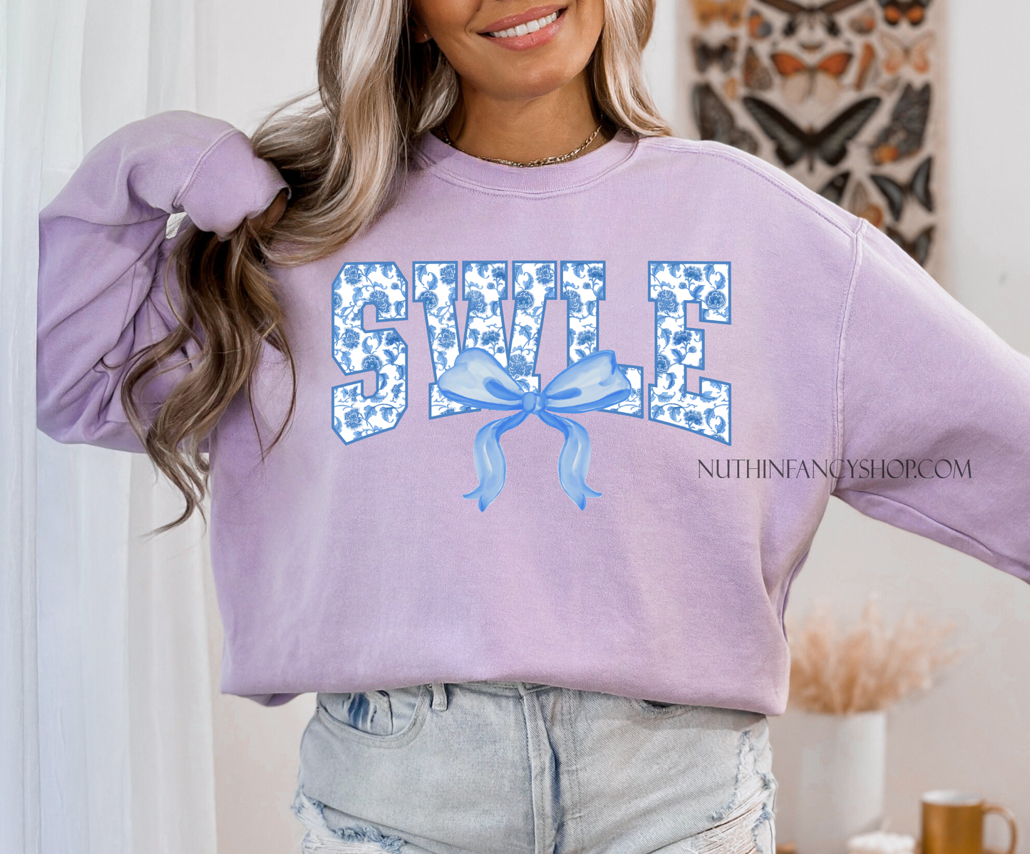 SWLE Preppy Blue Floral on Light Purple