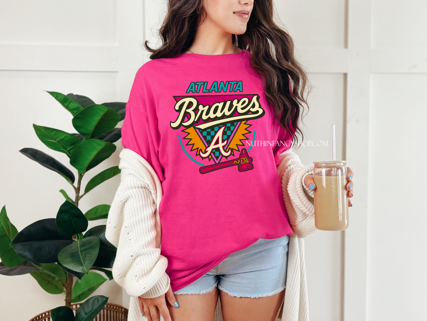 Past Time Retro ATL Baseball on Pink